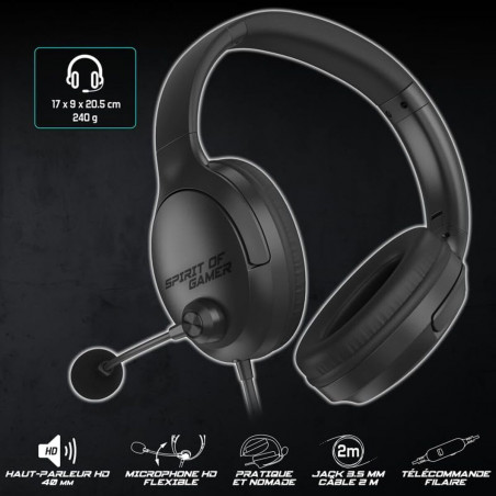 Auriculares com microfone Spirit of Gamer Pro H4 Preto