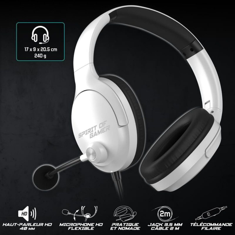 Auriculares com microfone Spirit of Gamer Pro H4 Branco
