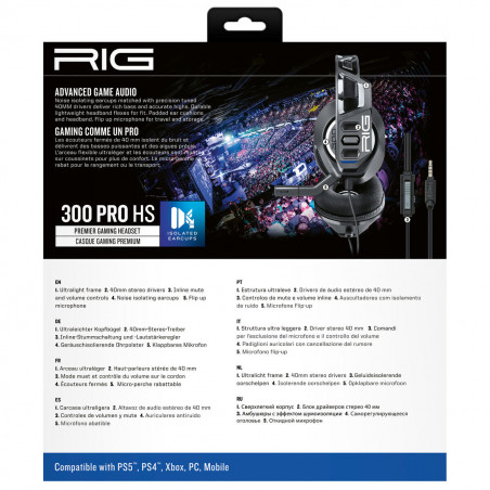 Auriculares com microfone para Vídeojogos Rig Gaming RIG300PROHS Preto