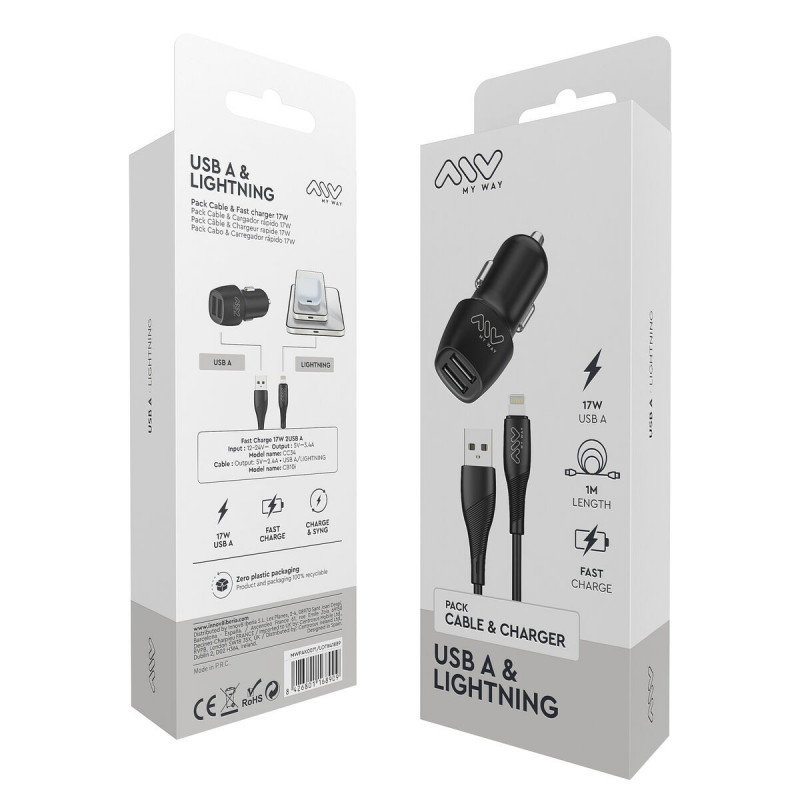 Carregador de Carro Myway Preto