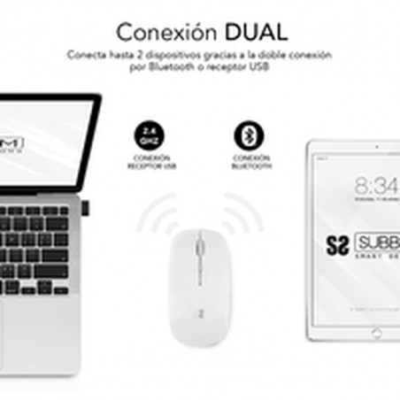 Ratón Bluetooth Inalámbrico Subblim SUBMO-DFLAT21 Blanco 1600 dpi