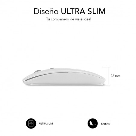 Ratón Bluetooth Inalámbrico Subblim SUBMO-DFLAT21 Blanco 1600 dpi