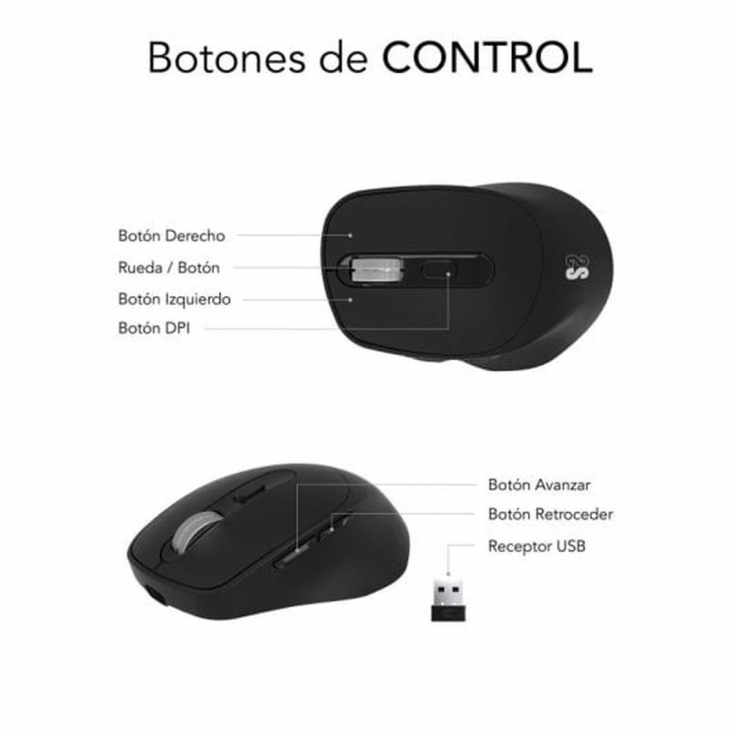 Optical mouse Subblim SUBMO-EDCON01 Black 2400 dpi