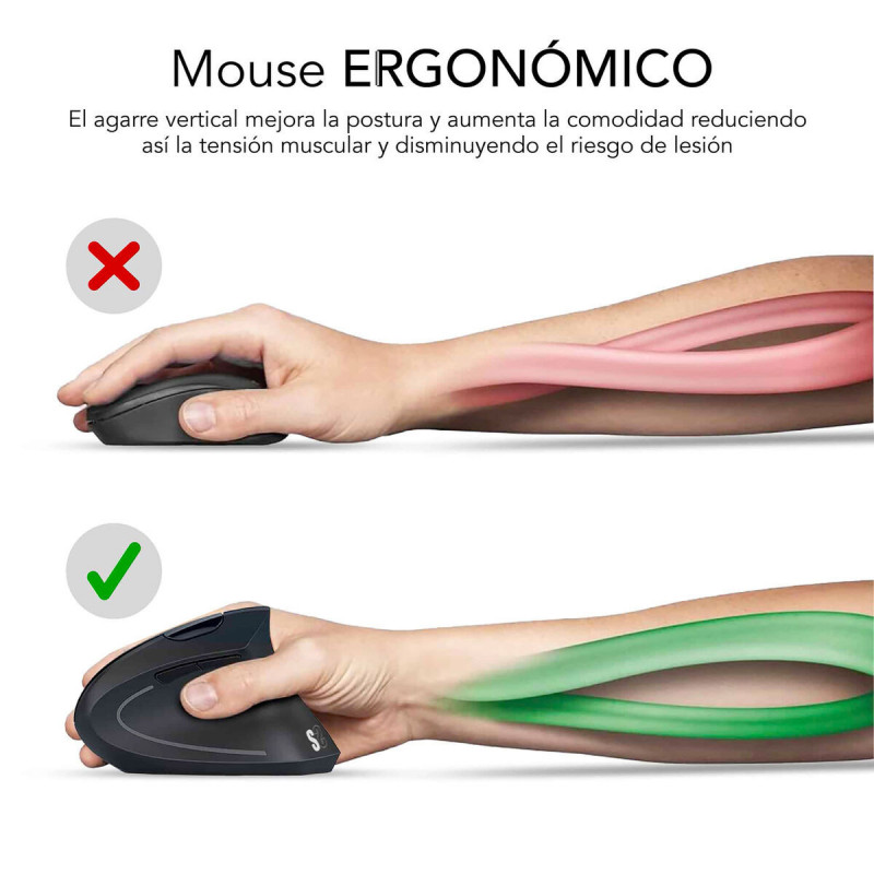 Ergonomische optische Maus Subblim SUBMO-EDGVU02 Weiß 1600 dpi