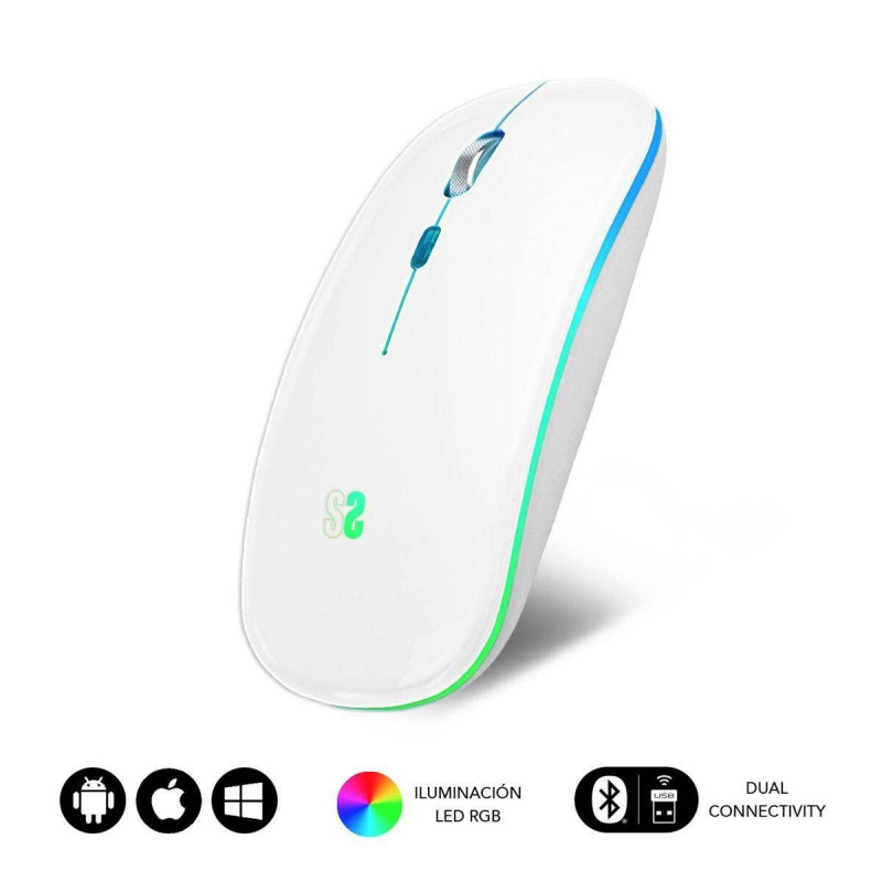 Mouse Bluetooth Wireless Subblim SUBMO-LDFLAT2 Bianco 1600 dpi