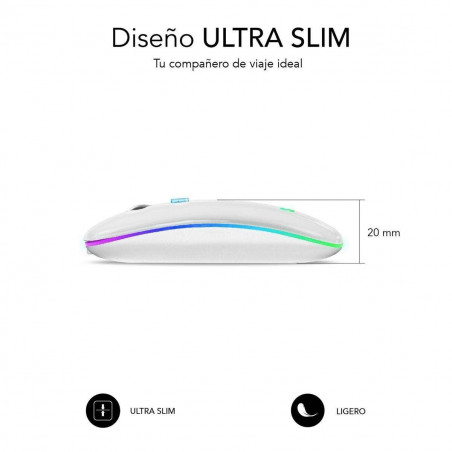 Wireless Bluetooth Mouse Subblim SUBMO-LDFLAT2 White 1600 dpi