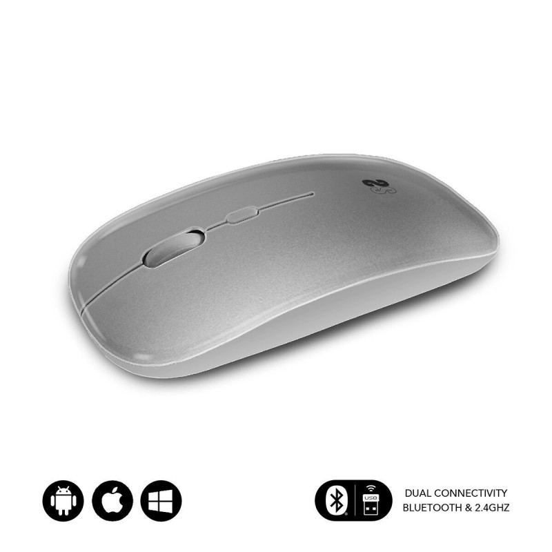 Mouse Bluetooth Wireless Subblim SUBMO-DFLAT22 Argentato 1600 dpi