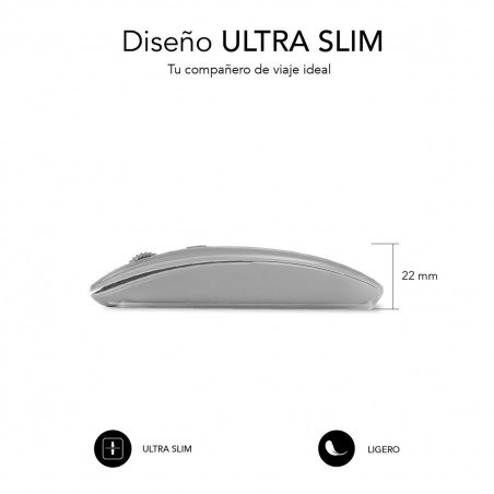Mouse Bluetooth Wireless Subblim SUBMO-DFLAT22 Argentato 1600 dpi