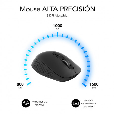 Wireless Mouse Subblim SUBMO-EDCUR01 Black 1600 dpi