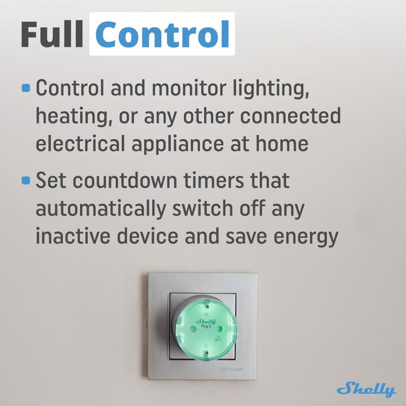 Tomada Inteligente Shelly 85366990 Wi-Fi 230 V 10 A