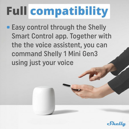 Presa Intelligente Shelly MINI 1 GEN3 RELE WIFI BT Bluetooth Wi-Fi Bluetooth 4.2