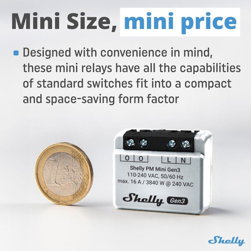 Presa Intelligente Shelly MINI 1PM GEN3 Bluetooth Wi-Fi Bluetooth 4.2