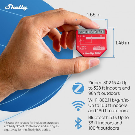 Tomada Inteligente Shelly S4SW-001P16EU Bluetooth Wi-Fi Bluetooth 5.0 10 A