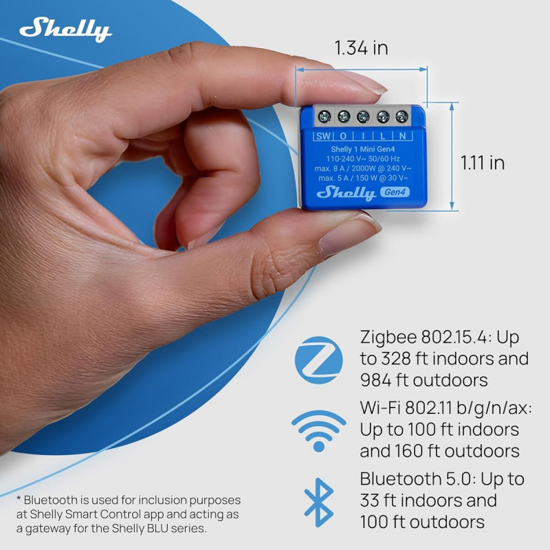 Tomada Inteligente Shelly S4SW-001X8EUU Bluetooth Wi-Fi Bluetooth 5.0