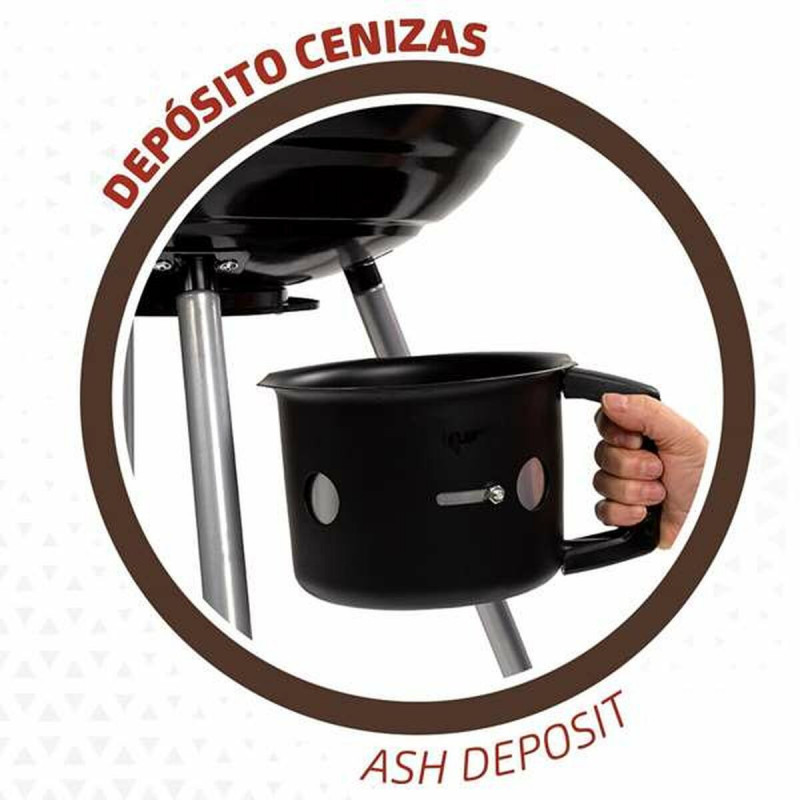 Coal Barbecue with Wheels Aktive Textilene 57 x 86 cm Black