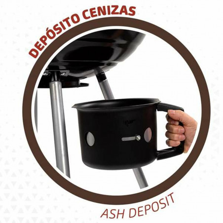 Barbacoa de Carbón con Ruedas Aktive Textilene 57 x 86 cm Negro