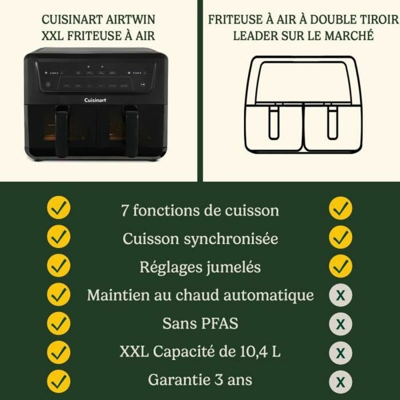 Friggitrice ad Aria Cuisinart AFD10XBLE Nero 2400 W 10,4 L