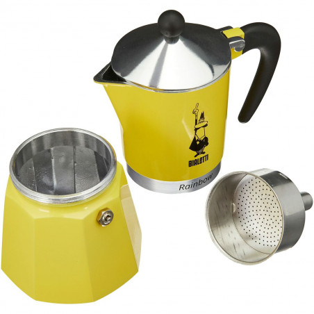 Cafetera Italiana Bialetti Rainbow Amarillo Jaune Metal 6 Tazas
