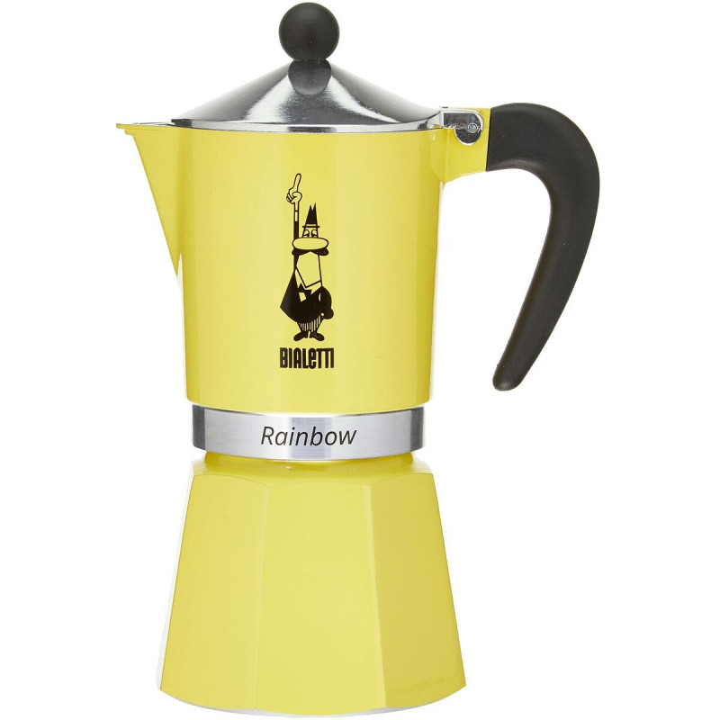 Italian Coffee Pot Bialetti Rainbow Yellow Jaune Metal 6 Cups