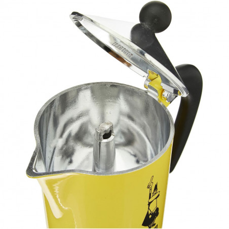 Italian Coffee Pot Bialetti Rainbow Yellow Jaune Metal 6 Cups