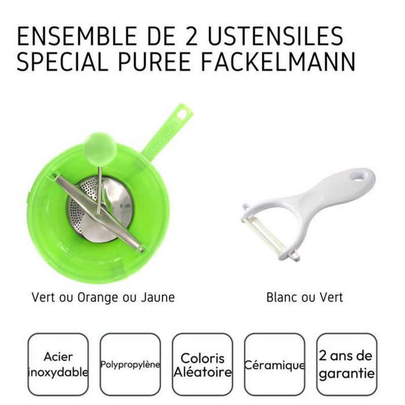 Vegetable Peeler and Grater Fackelmann Vert Ceramic Stainless steel Plastic 20 x 40 x 30 cm 2 Pieces