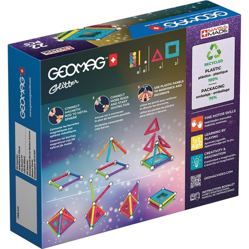 Playset Geomag Glitter (22 Pezzi)