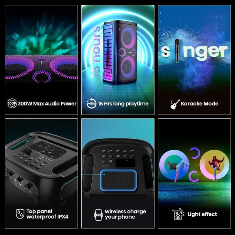 Altifalante Bluetooth Portátil Hisense Preto 300 W