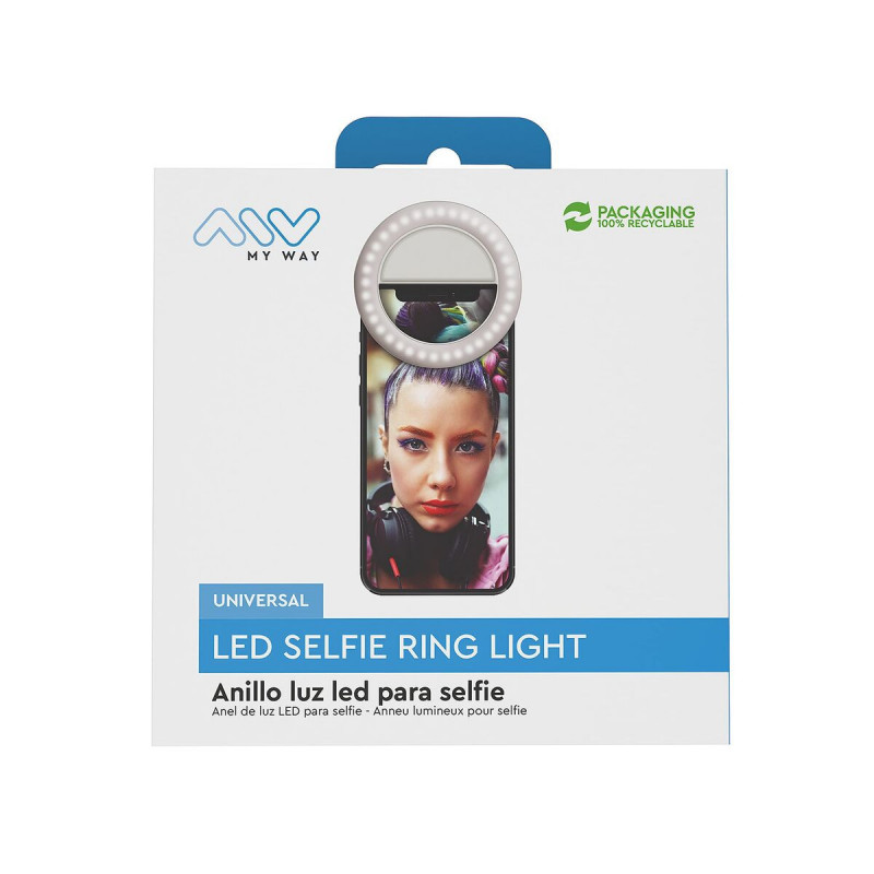 Anneau Lumineux pour Selfie Rechargeable Muvit MWCHL0007 Blanc