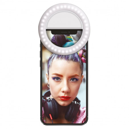 Ring Light Ricaricabile per Selfie Muvit MWCHL0007 Bianco