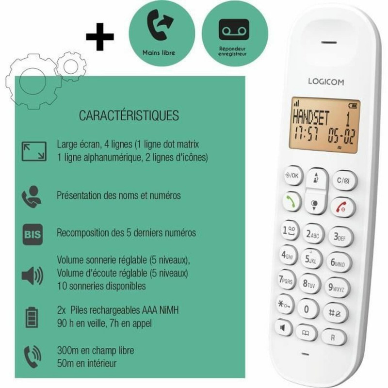 Kabelloses Telefon Logicom DECT ILOA 155T SOLO Weiß