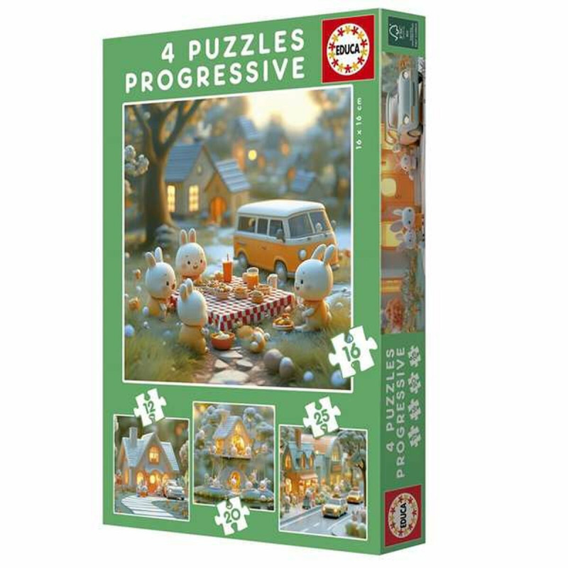 Puzzle Educa Coelho 12 Peças 16 Peças 20 Peças 25 Peças (4 Unidades)