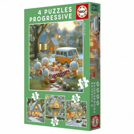 Puzzle Educa Lapin 12 Pièces 16 Pièces 20 Pièces 25 Pièces (4 Unités)