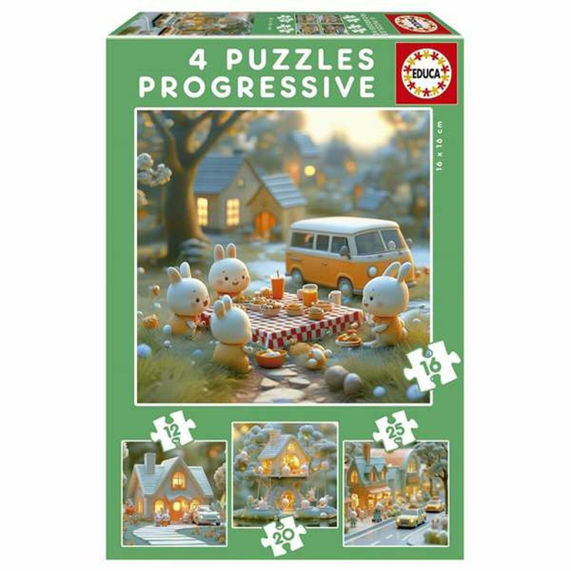 Puzzle Educa Conejo 12 Piezas 16 Piezas 20 Piezas 25 Piezas (4 Unidades)
