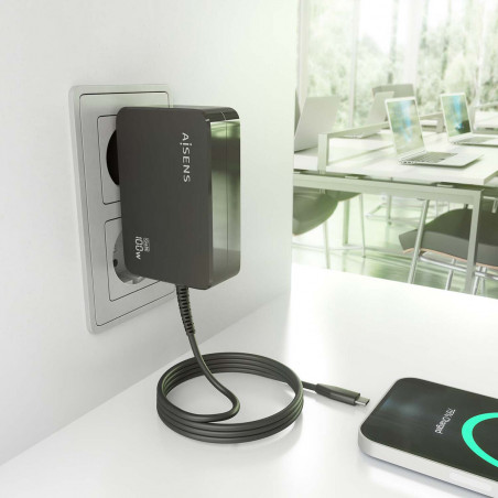 Chargeur d'ordinateur portable Aisens ASCH-1PD100WL50-BK 1,8 m