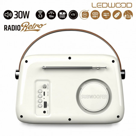 Radio Transistor Ledwood ALMA BLANCO Bianco 30 W