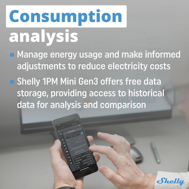 Módulo interruptor Wi-Fi Shelly Mini 1PM Gen3 Bluetooth Wi-Fi Bluetooth 4.2