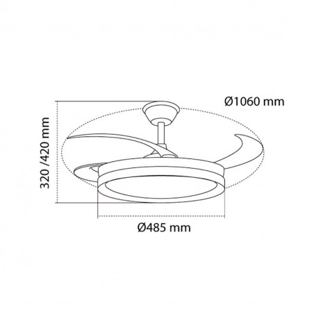 Ventilador de Techo CristalRecord EVO RETRAC Blanco 72 W