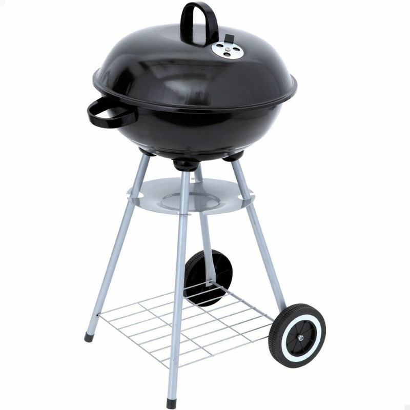 Coal Barbecue with Wheels Aktive 46 cm Circular Black With lid
