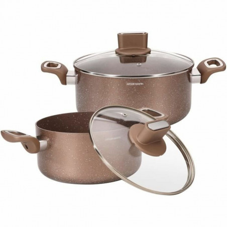 Cacerola Con Tapa Arthur Martin Rosa 4,5 L 4 Piezas