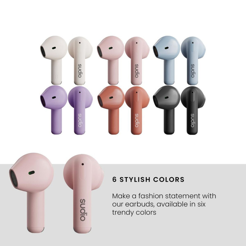 In-ear Bluetooth Headphones Sudio A1 True Wireless Pink