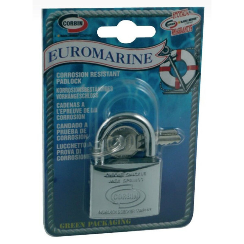 Key padlock CORBIN Euromarine 50 mm Bow Stainless steel Brass