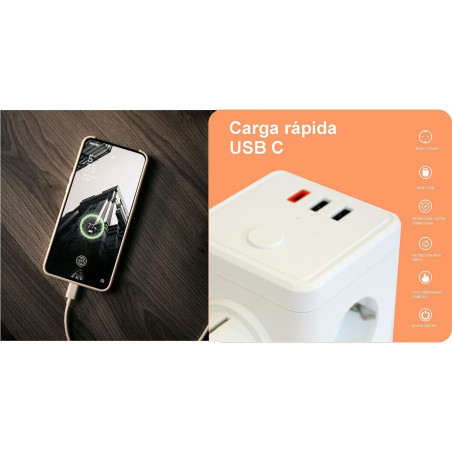 Plug adapter Silver Electronics E-BLOCK 3 White 230 V 16A