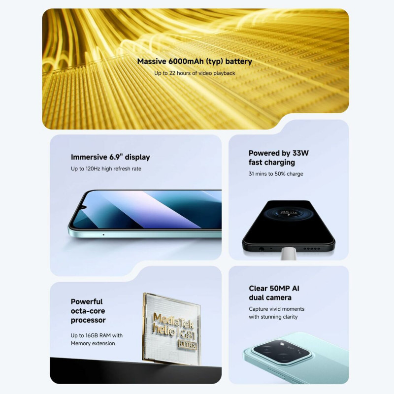 Smartphone Poco C85 6,9" Octa Core 6 GB RAM 128 GB grün