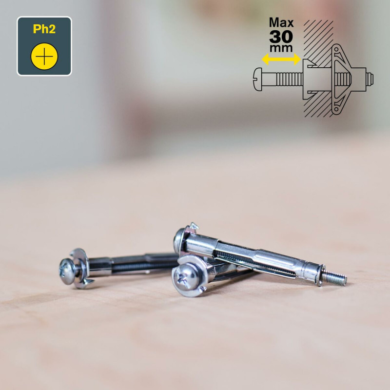 Tacos y tornillos Rapid Ø 8 x 46 mm M4 x 58 mm Metal Expansión 10 Unidades