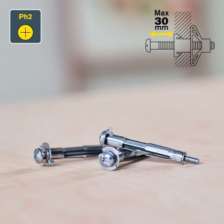 Chevilles et vis Rapid Ø 8 x 46 mm M4 x 58 mm Métal Expansion 10 Unités