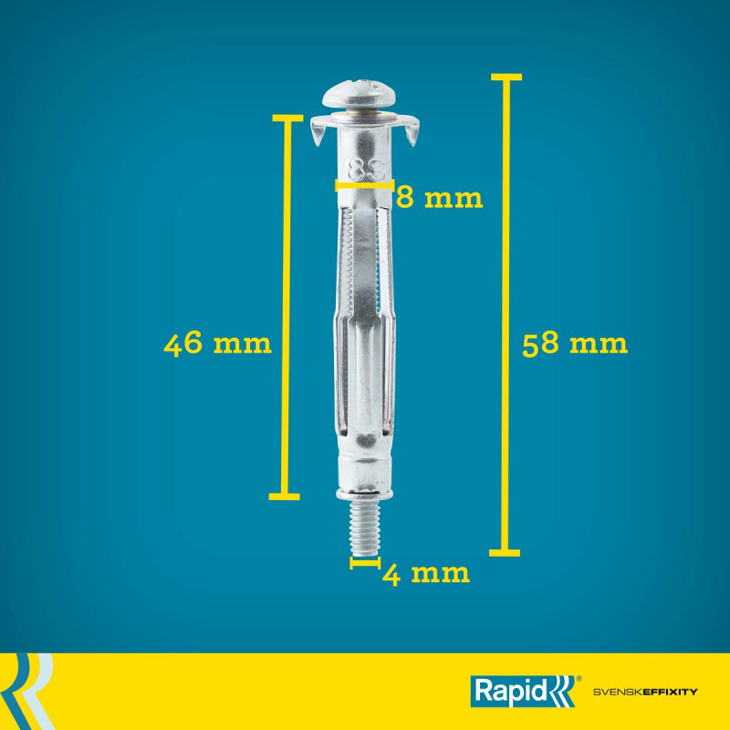 Tacos y tornillos Rapid Ø 8 x 46 mm M4 x 58 mm Metal Expansión 10 Unidades