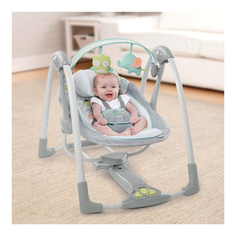 Cadeira de baloiço Ingenuity Compact Swing - Hugs & Hoots Branco Cinzento
