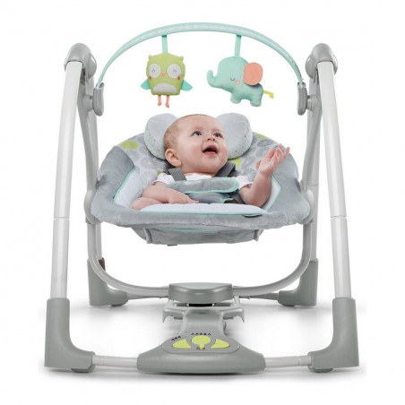 Sedia a Dondolo Ingenuity Compact Swing - Hugs & Hoots Bianco Grigio