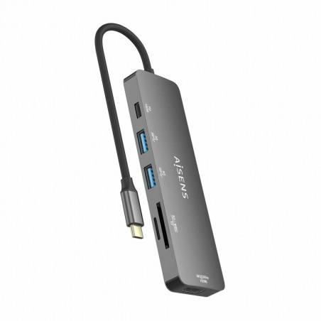 Hub USB Aisens ASUC-6P016-GR Cinzento Multicolor