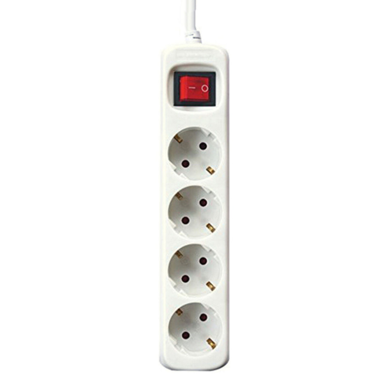 Regleta Enchufes 4 Tomas con interruptor Silver Electronics Blanco